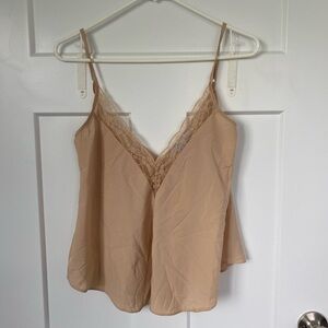 NWOT FAVLUX Tan Lace Trim Cami Top